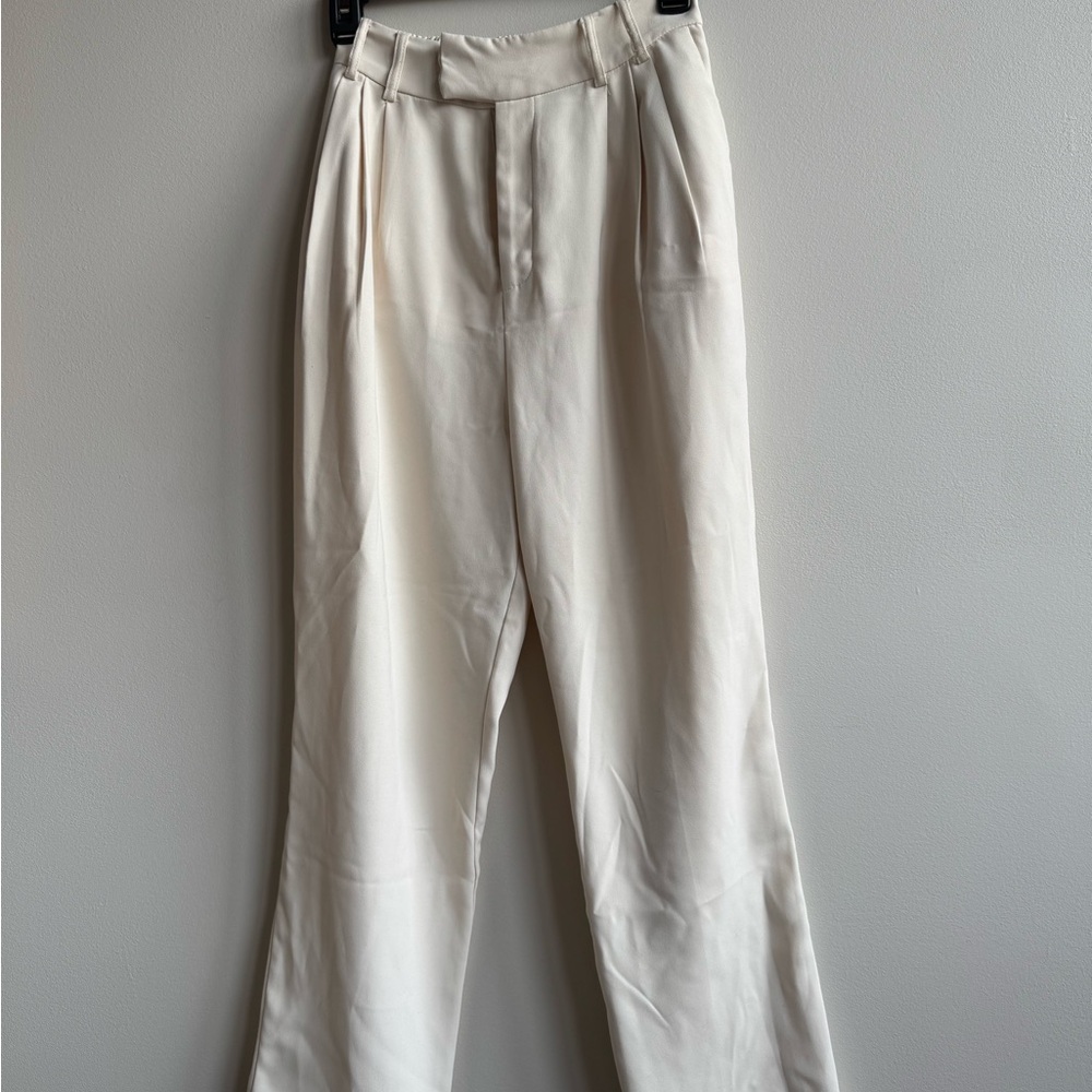 Cream Pleated Trousers
